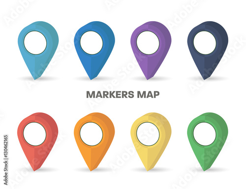 Markers map rainbow colors set with shadow