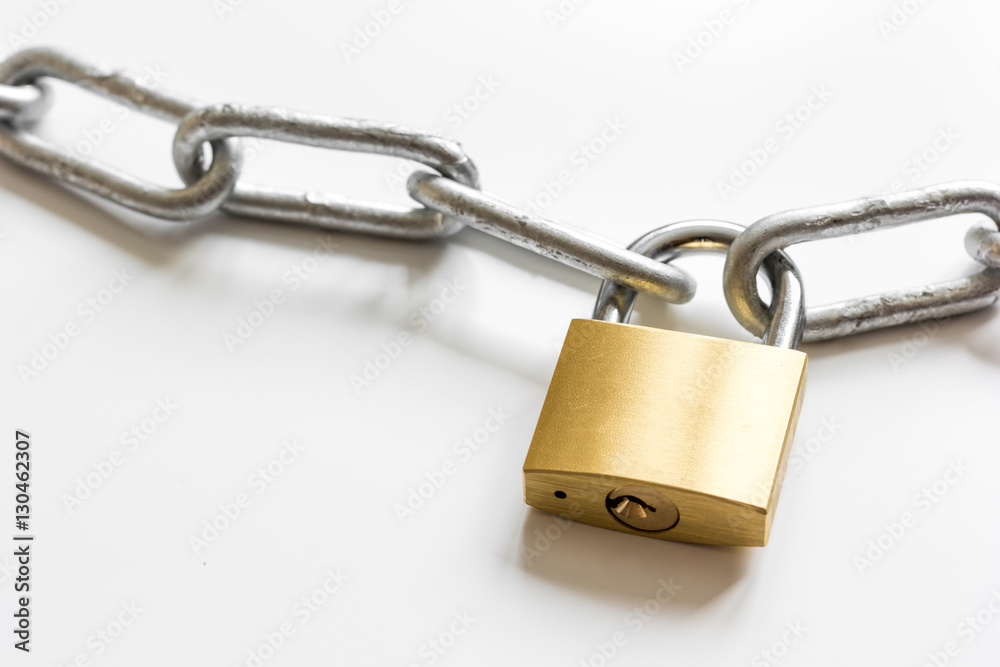 concept data protection metal chain on white background concept data protection metal chain on white background