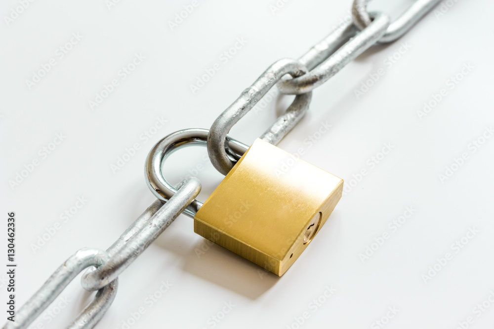 concept data protection metal chain on white background concept data protection metal chain on white background