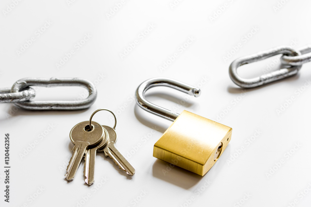 concept data protection metal chain on white background concept data protection metal chain on white background