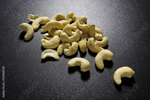 cashew nuts on black background