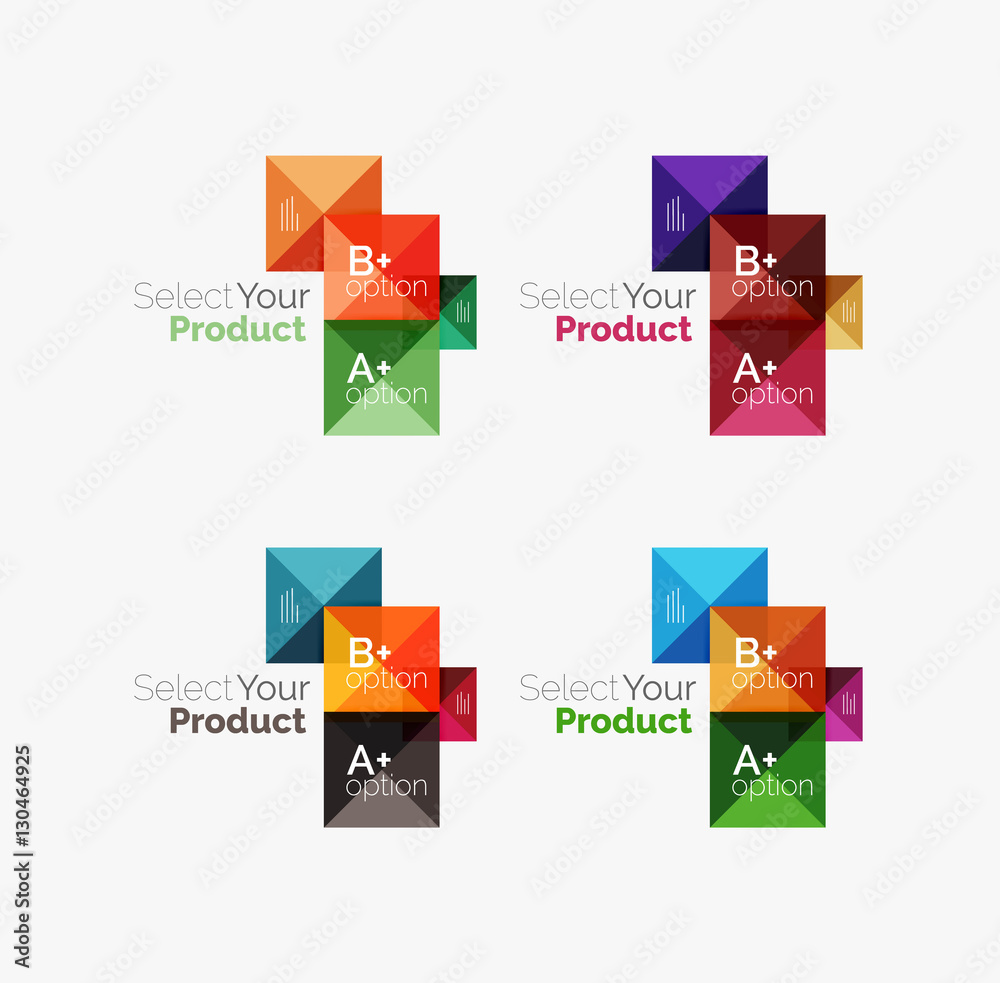 Set of square abstract background templates or infographics