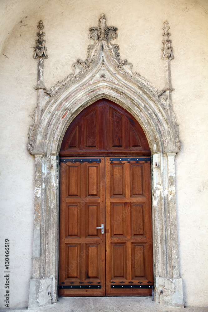 Convent door in Apt village Provence France Convent door in Apt village Provence France