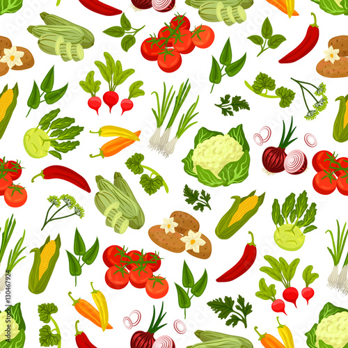 Farm fresh vegetables seamless pattern