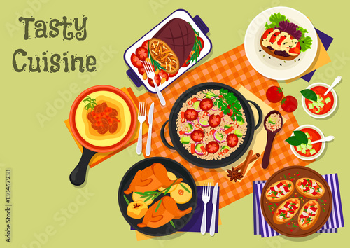 Vegetable and meat dinner dishes icon