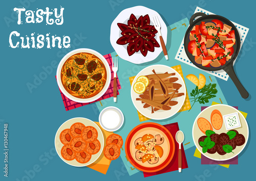 Greek and russian cuisine lunch menu icon