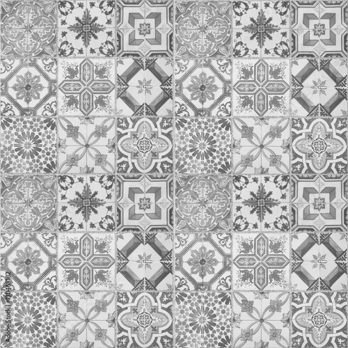 Old ceramic tiles patterns handicraft from thailand In the park