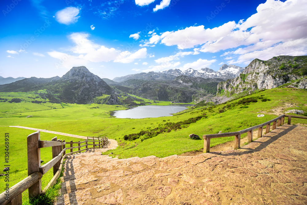 Naklejka premium Lake Ercina, one of the famous lakes of Covadonga, Asturias