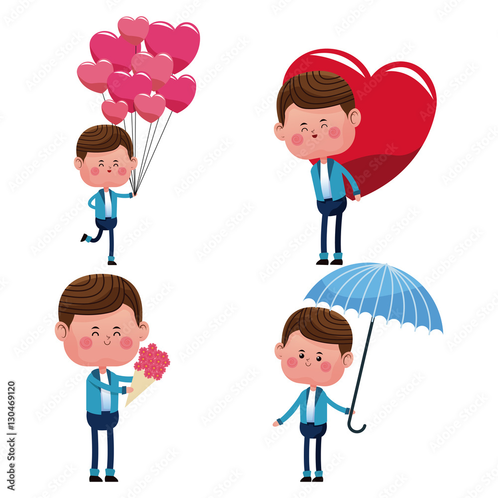 collection boy love happy vector illustration eps 10 collection boy love happy vector illustration eps 10
