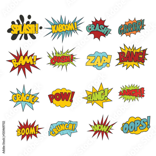 Comic sound effect boobles set isolated on white background