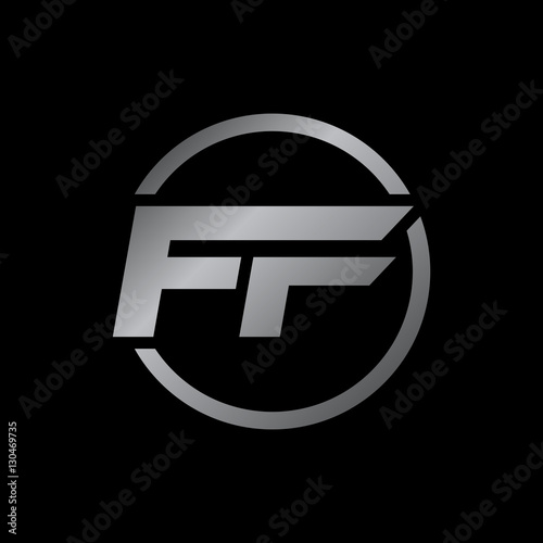 initial letter logo with circle silver color FF