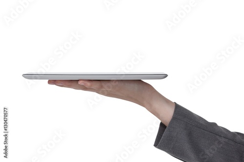 Businesswoman hand holding digital tablet