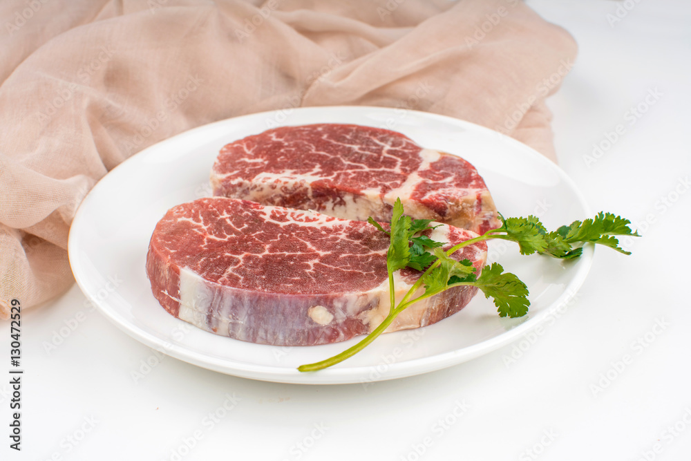 raw steak on a plate