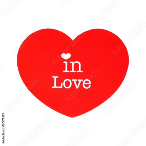 Red heart from paper isolated on white background.
