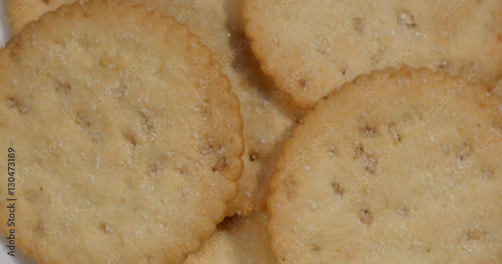 Sugar cracker biscuits in rotation