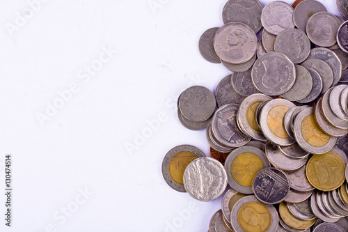 a pile of bath coins on white background finance business isolated 