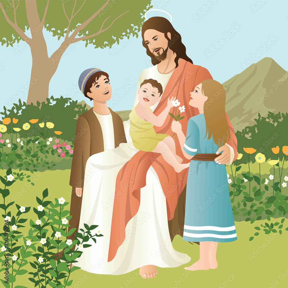 Jesus loves children Stock Vector | Adobe Stock