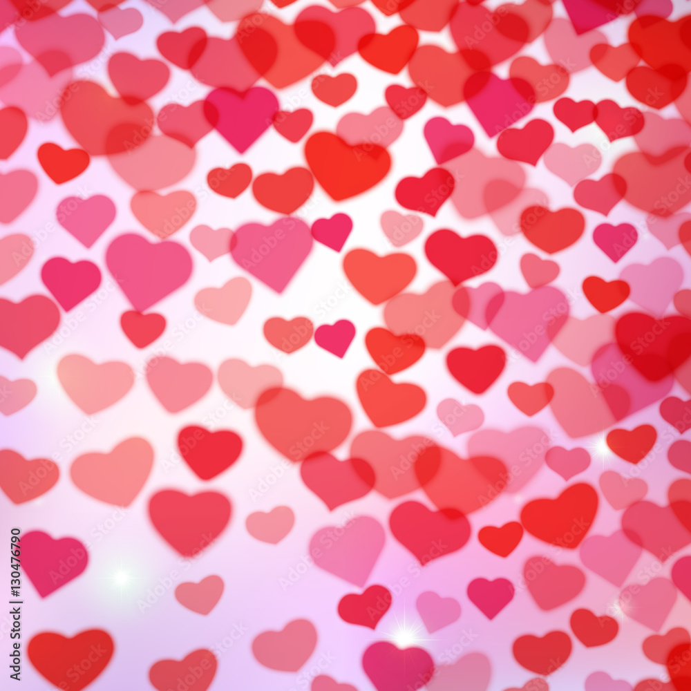 Valentines Day background with scattered blurred tender hearts Valentines Day background with scattered blurred tender hearts