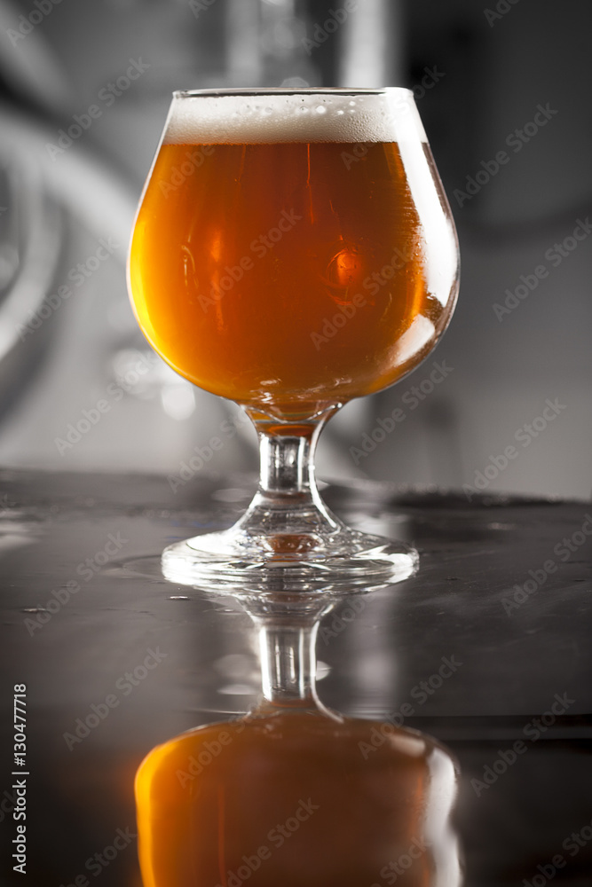 Imperial Beer in a Goblet with Reflection