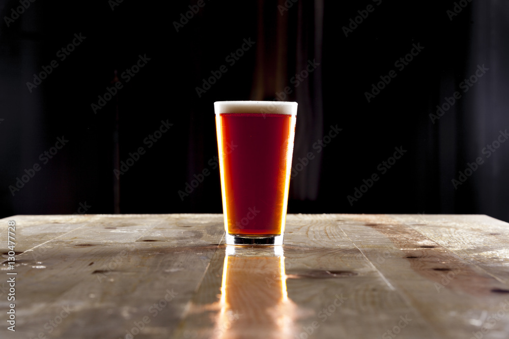 Pint of Red Amber Ale with Empty Space Pint of Red Amber Ale with Empty Space