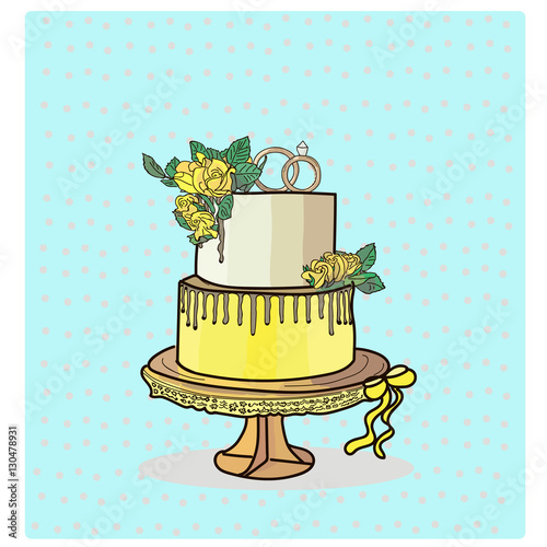 two tier wedding cake vector