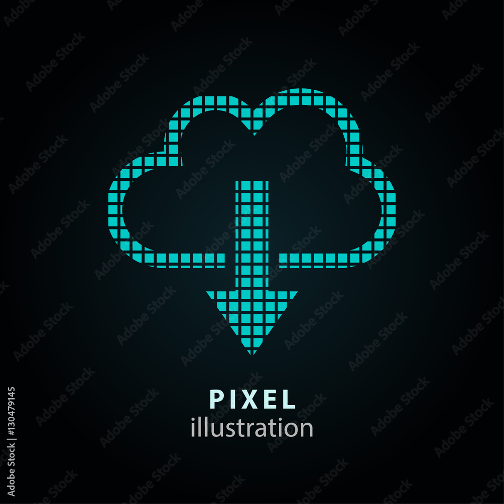 Obraz premium Cloud download - pixel illustration.