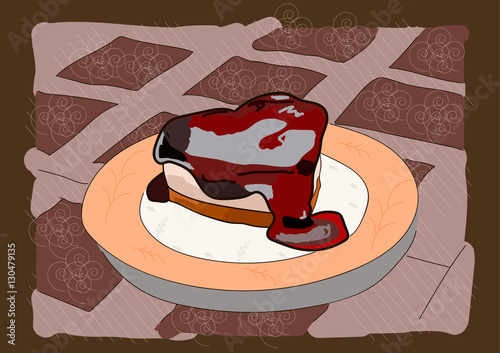 slice cheesecake with  blackberry  jam