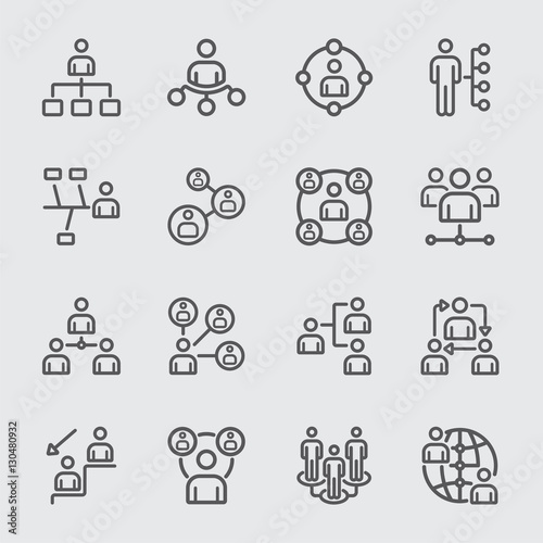 Team organization line icon set 2