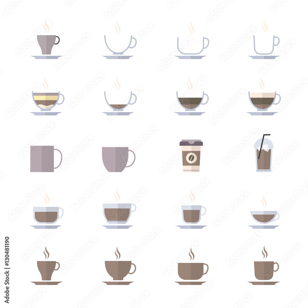 Coffee Cup Icons Set Of Drink Icons Vector Illustration Style Colorful Flat Icons Coffee Cup Icons Set Of Drink Icons Vector Illustration Style Colorful Flat Icons