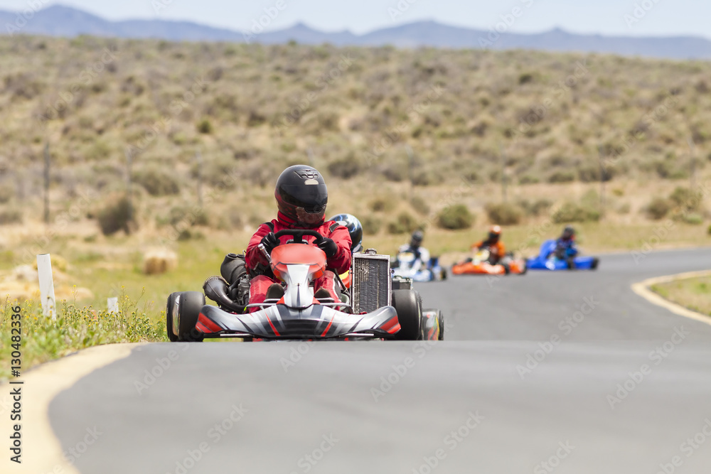 Adult Go Kart Racers on Track