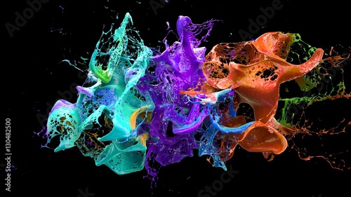 liquid explosion on black 3d illustration