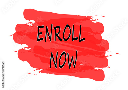 enroll now red banner on white background
