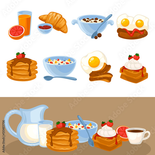Vector breakfast food set