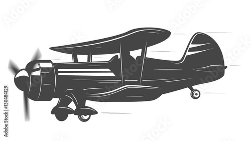 Plane animation with speed lines. Propeller rotation.