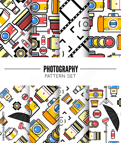 Photography seamless patterns set
