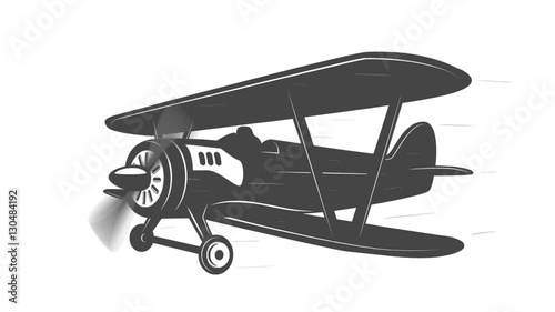 Plane animation with speed lines. Propeller rotation.