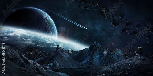 Gigantic asteroids about to crash 3D rendering elements of this