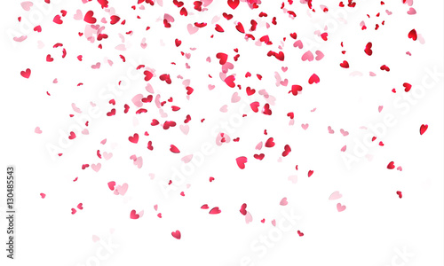 Fototapeta Naklejka Na Ścianę i Meble -  Hearts background, Valentine Day falling heart pink confetti