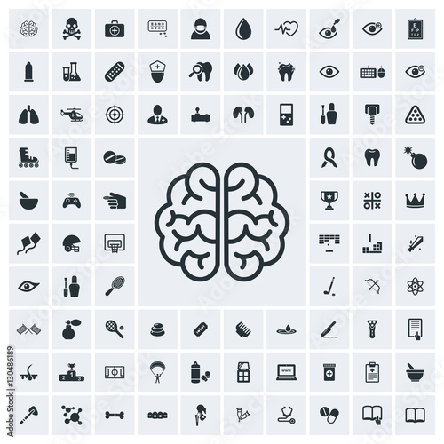 Brain icon, vector icon set