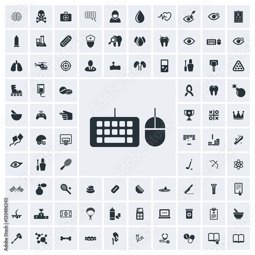 Keyboard and mouse icon, vector icon set