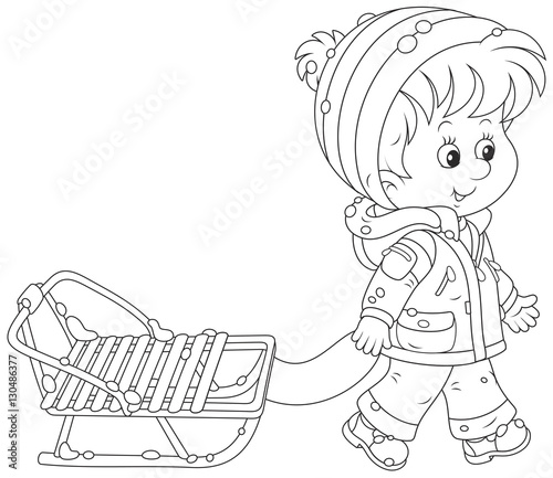 Child with a sleigh