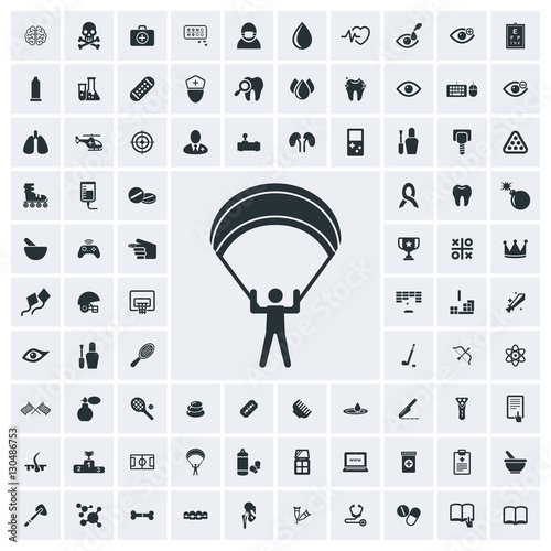 Parachute icon, vector icon set
