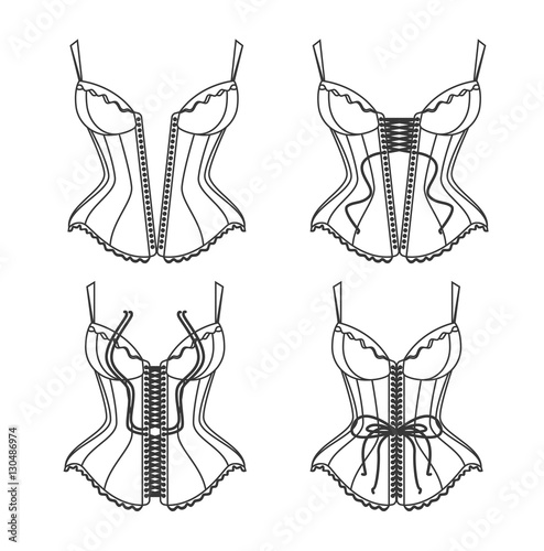 Corset Lacing Thin Line. How To Lace. Vector