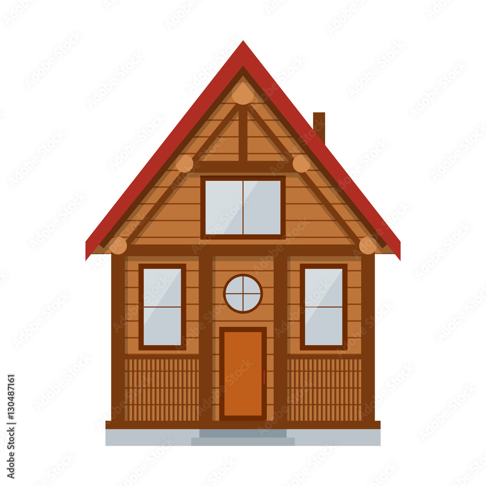 Wooden Country House. Vector