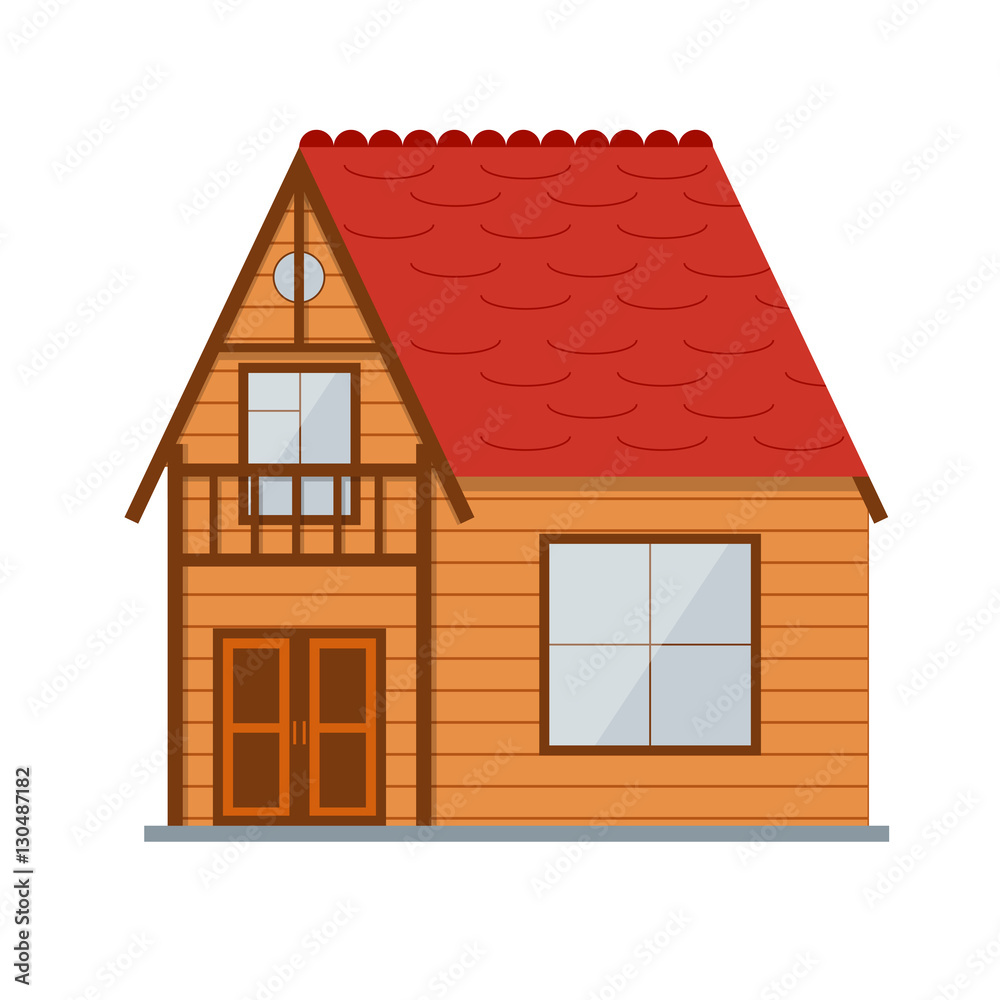 Wooden Country House. Vector Wooden Country House. Vector