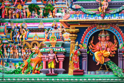 Chennai, India. Close view of religious figures of famous Arulmi