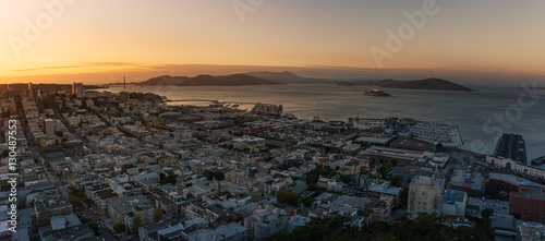 Golden Gate Bridge during sunset © srongkrod