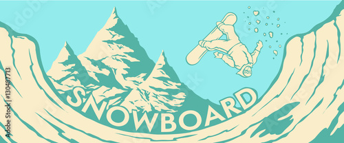  mountains  Halfpipe snowboarder jump
