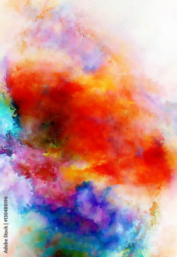Color cosmic space, multicolor background. Watercolor painting effect.