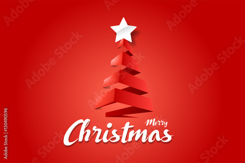 Christmas and New Years red background with Christmas Tree. Suit